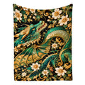 Gilded Jade Dragon Flannel Throw Blanket | Made in USA