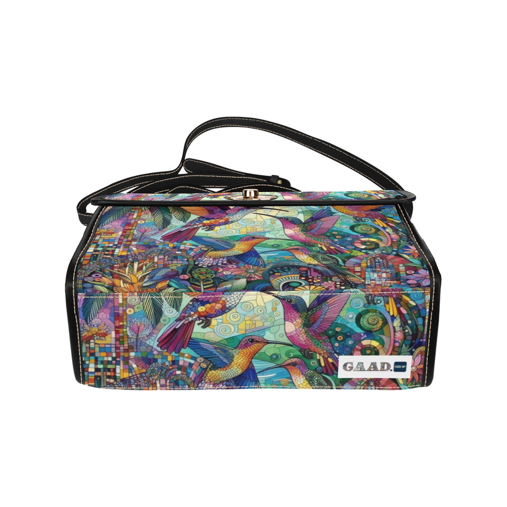Hummingbird Kaleidoscope Satchel Waterproof Canvas Bag
