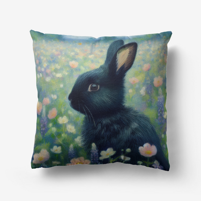 Black Rabbit Selfie Home Goods Premium Hypoallergenic Throw Pillow