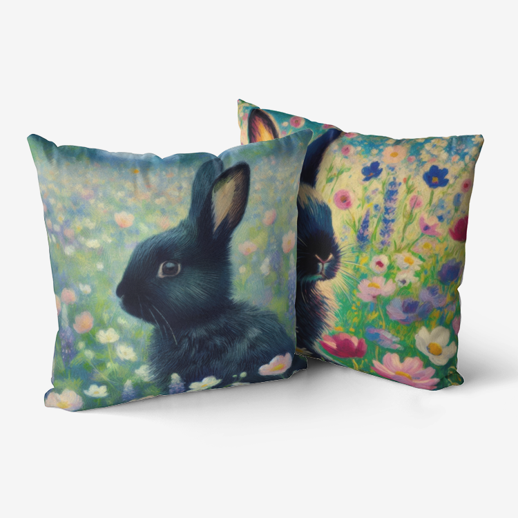Black Rabbit Selfie Home Goods Premium Hypoallergenic Throw Pillow
