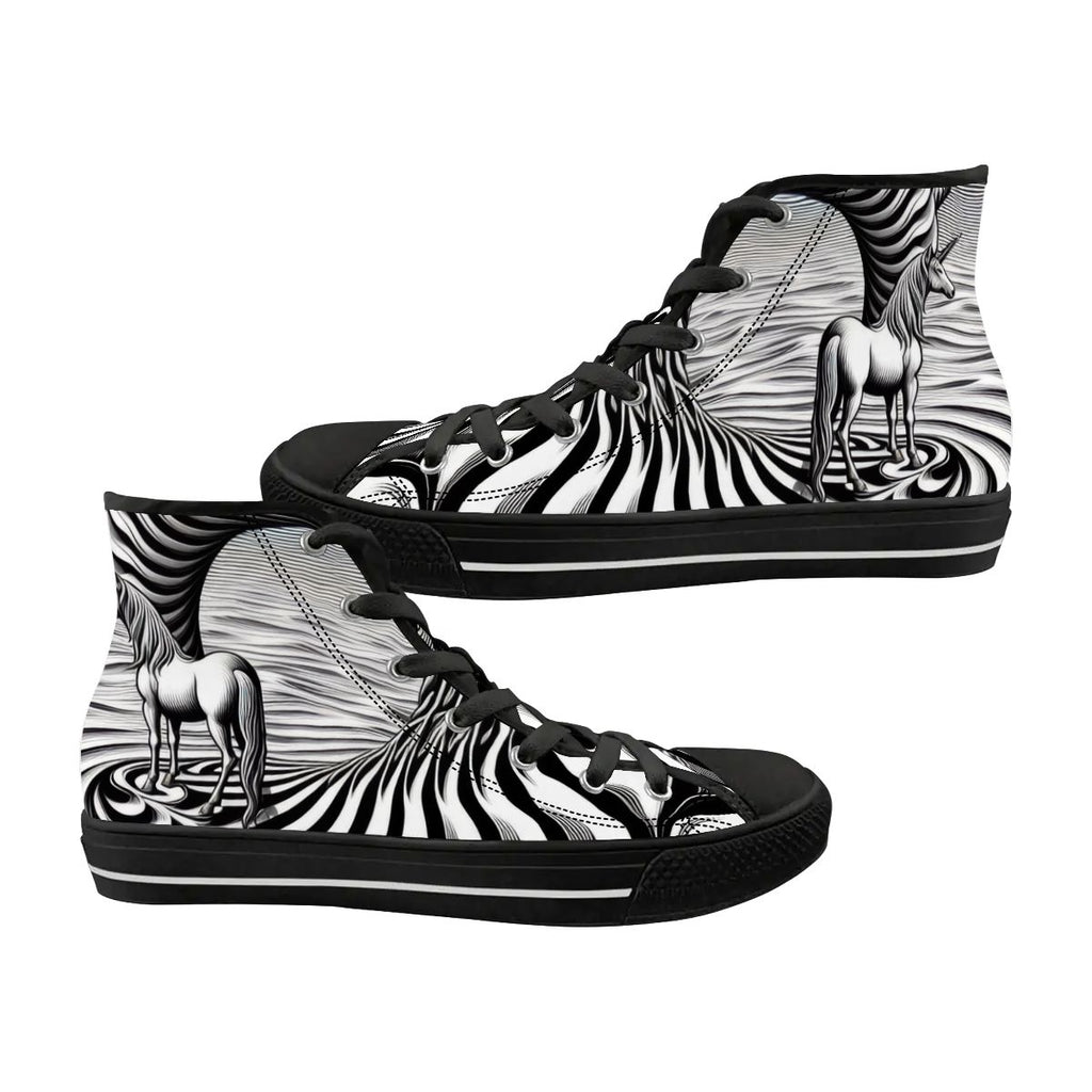 Psychedelic Wave Unisex High Top Canvas Shoes (women's sizes)