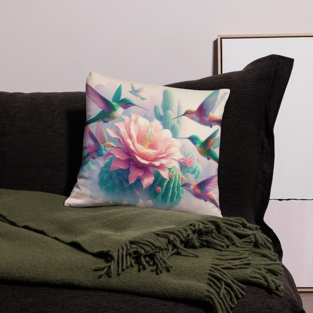 Hummingbirds and Cactus Pillow Case by Gregg Acini Adoree Designs