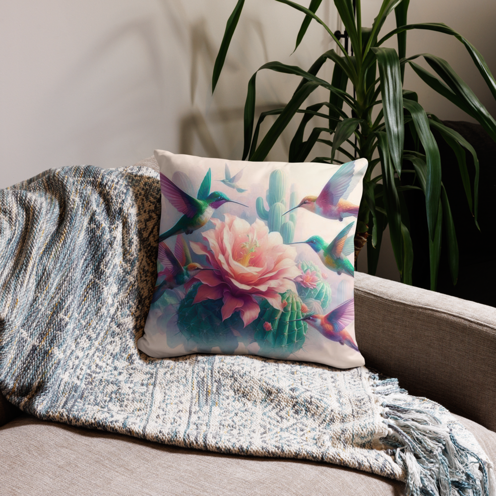 Hummingbirds and Cactus Pillow Case by Gregg Acini Adoree Designs