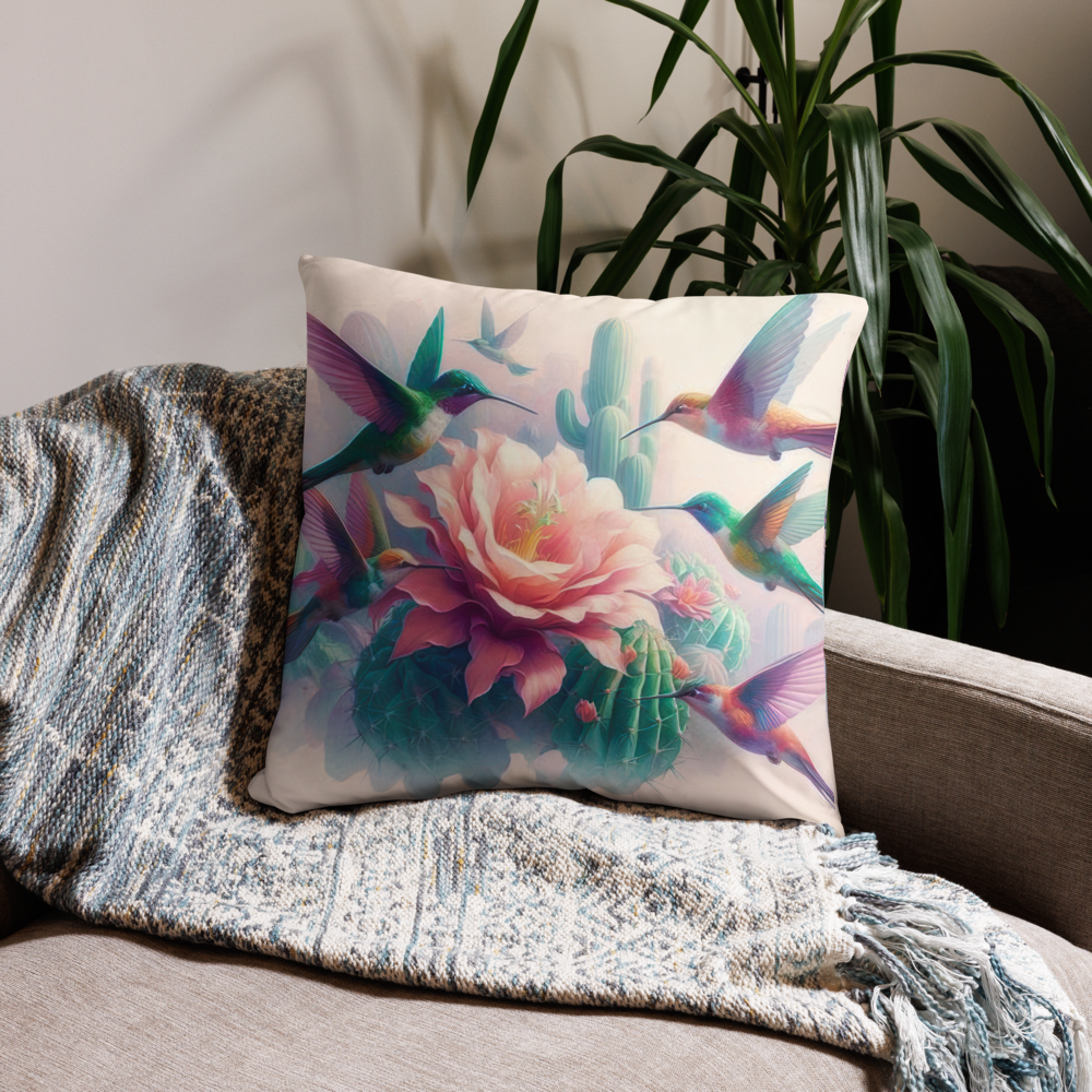 Hummingbirds and Cactus Pillow Case by Gregg Acini Adoree Designs