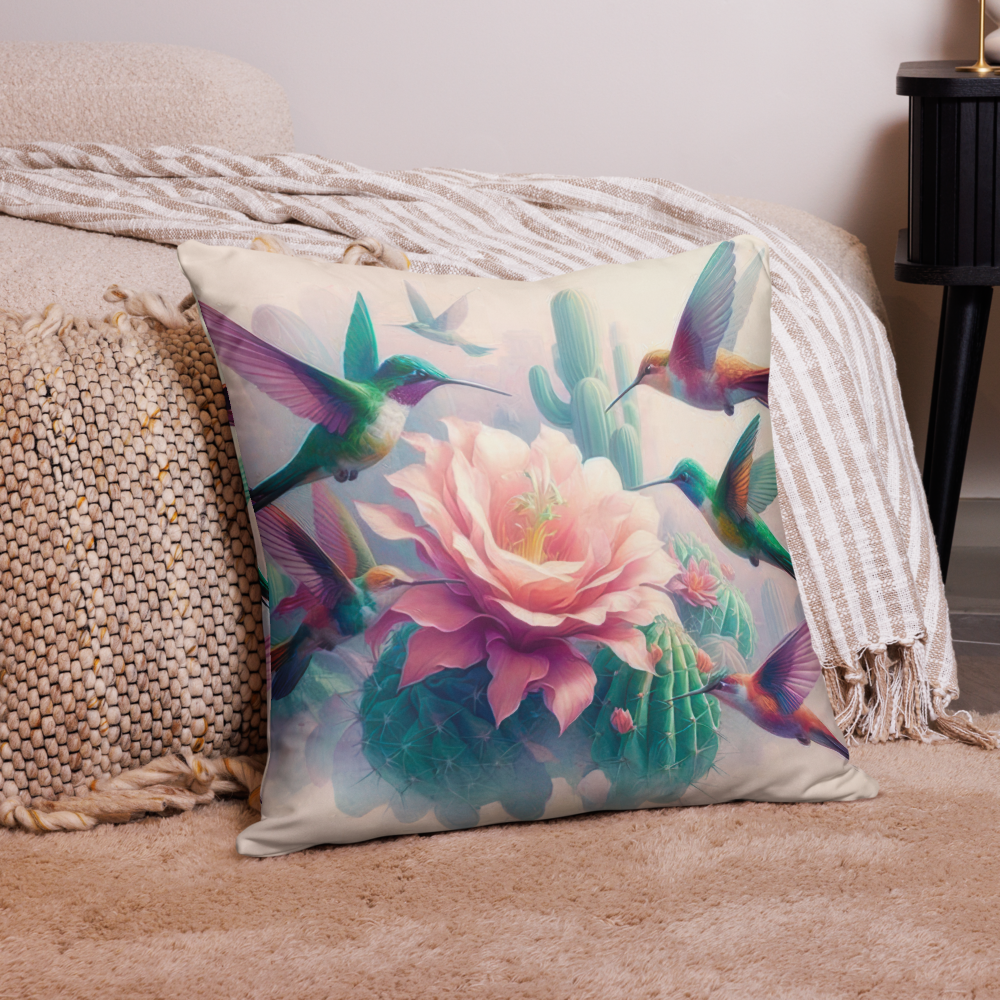 Hummingbirds and Cactus Pillow Case by Gregg Acini Adoree Designs