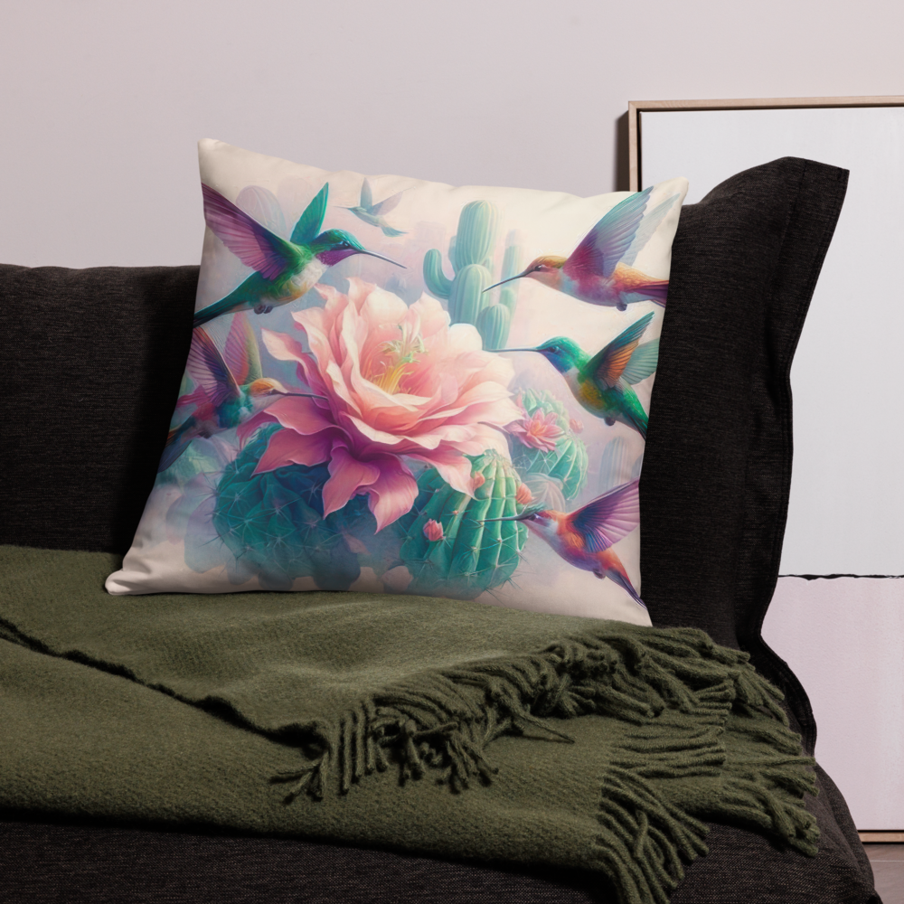 Hummingbirds and Cactus Pillow Case by Gregg Acini Adoree Designs