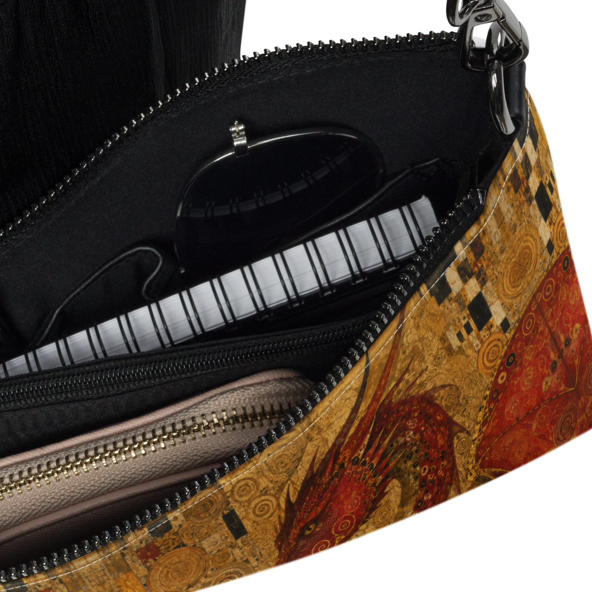 Red Dragon Crossbody Bag | Klimt-Inspired Fantasy Art