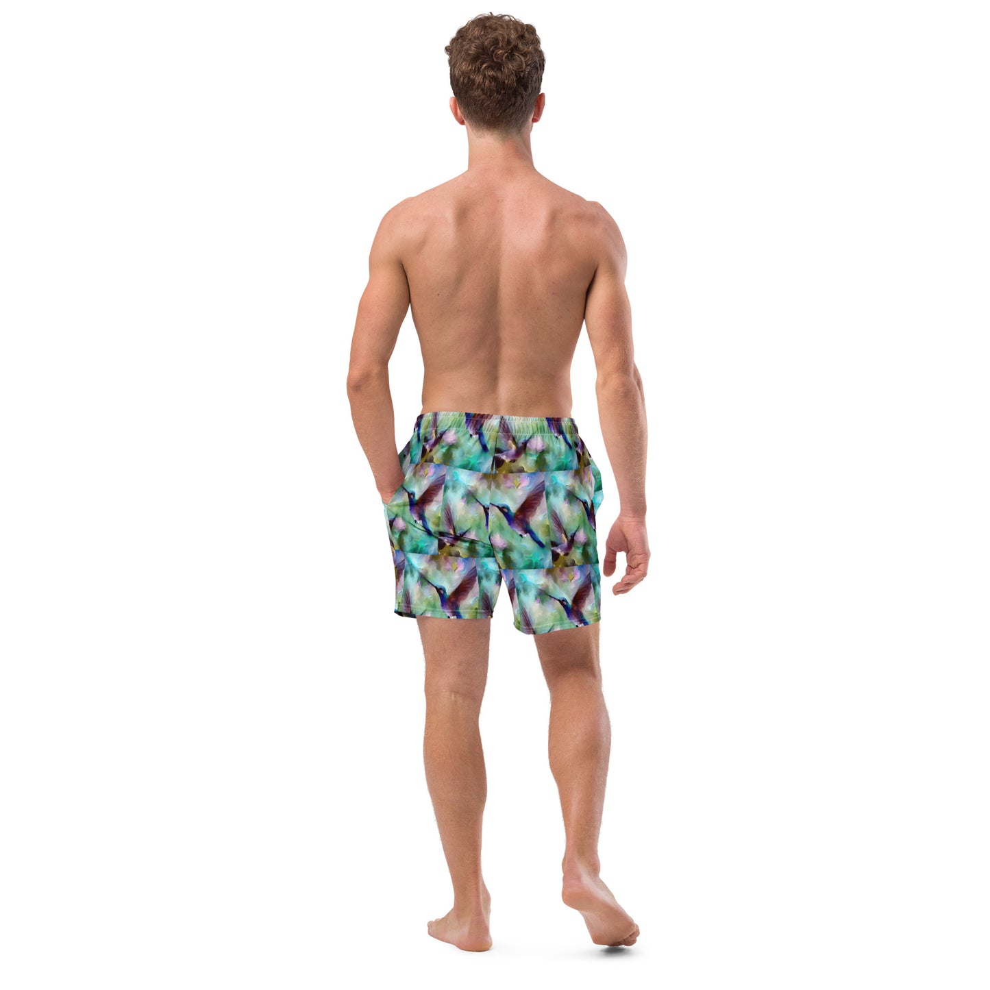 Gentle Hummingbirds All-Over Print Recycled Swim Trunks by Gregg Acini Adoree Designs