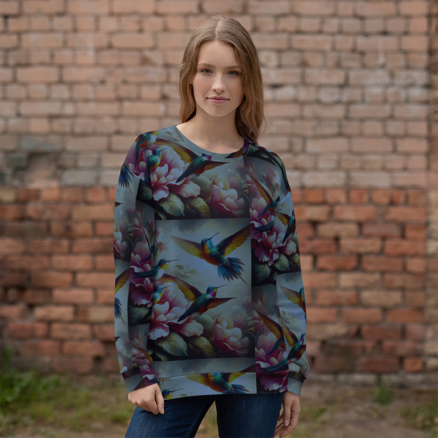 Deep Multicolor Hummingbirds Unisex Sweatshirt by Gregg Acini Adoree Designs