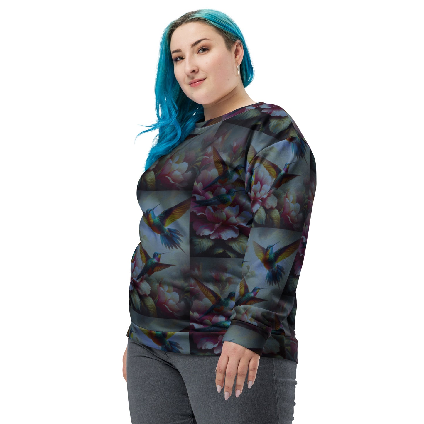 Deep Multicolor Hummingbirds Unisex Sweatshirt by Gregg Acini Adoree Designs