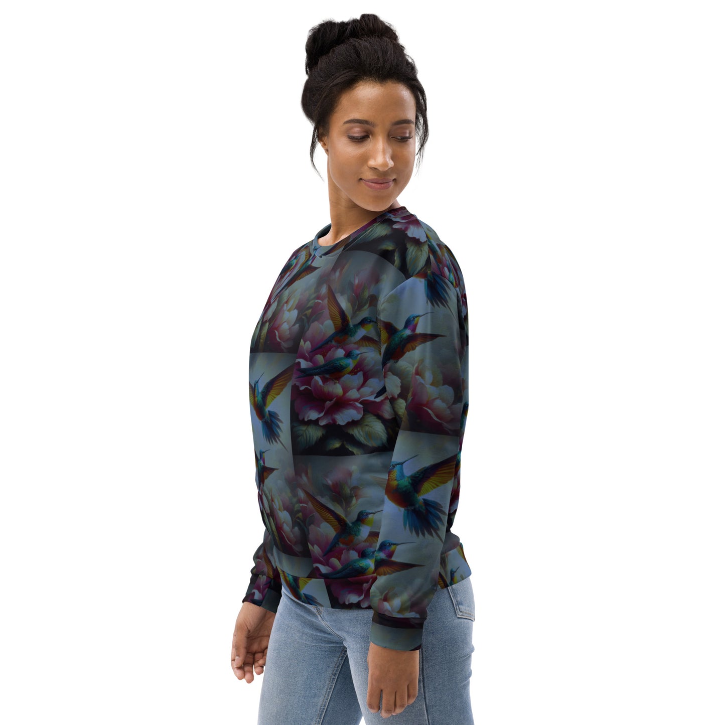 Deep Multicolor Hummingbirds Unisex Sweatshirt by Gregg Acini Adoree Designs