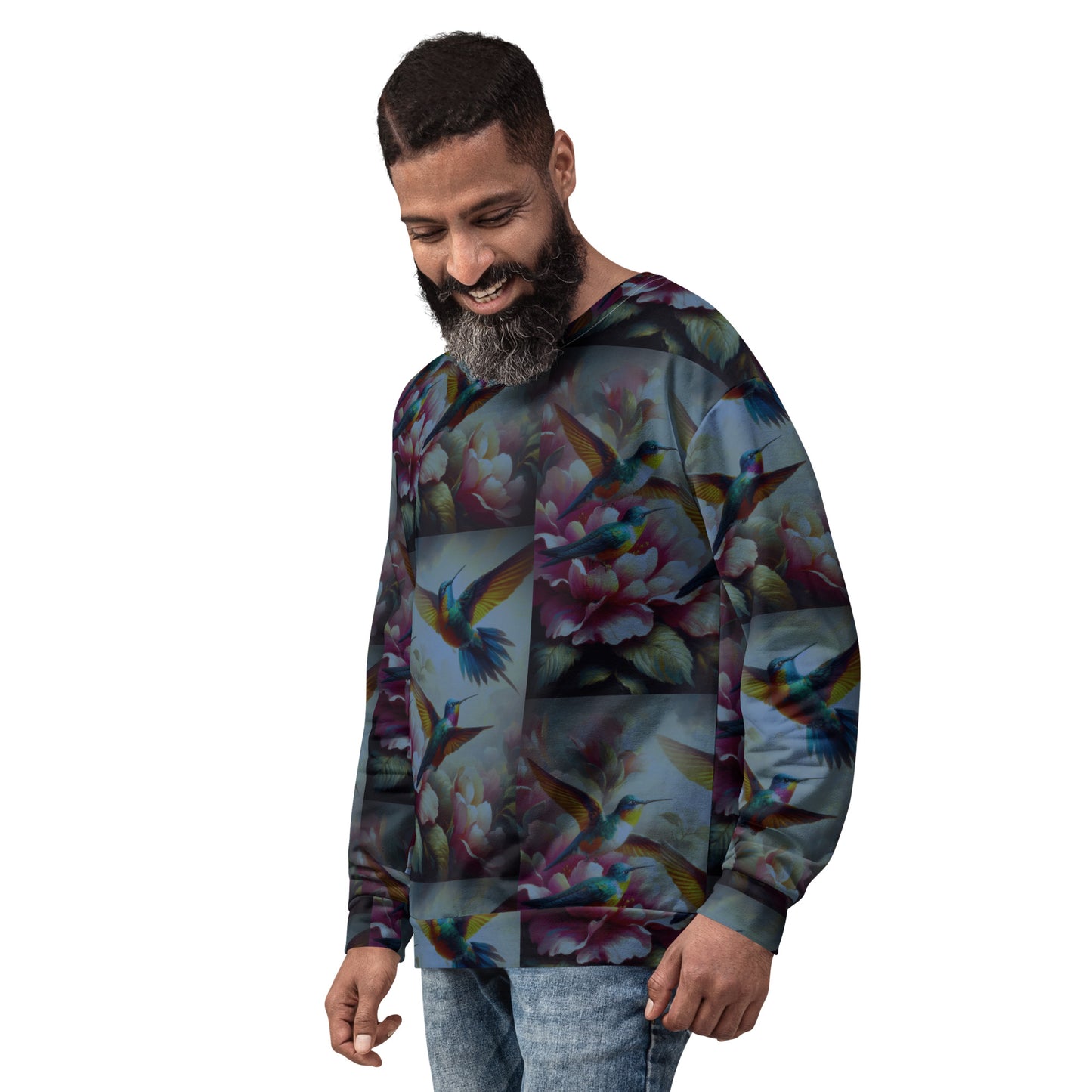 Deep Multicolor Hummingbirds Unisex Sweatshirt by Gregg Acini Adoree Designs