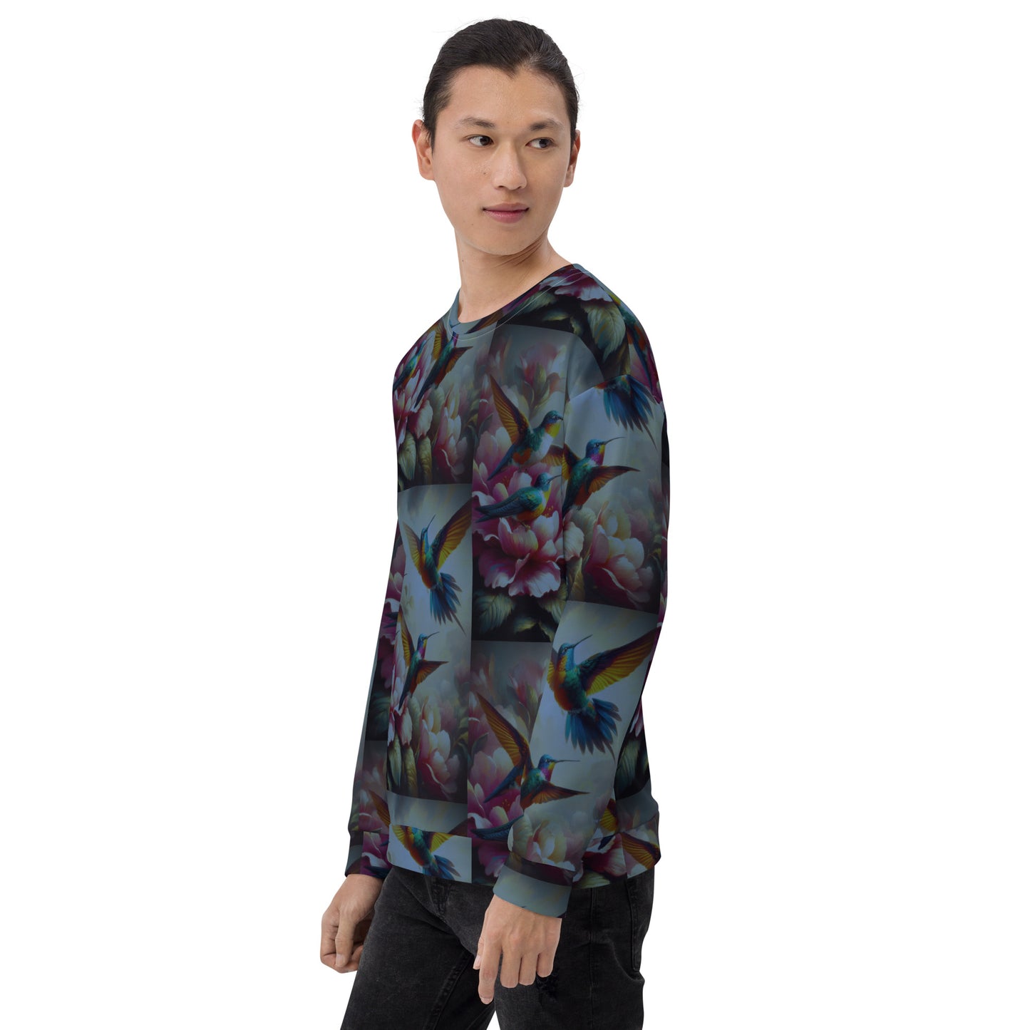 Deep Multicolor Hummingbirds Unisex Sweatshirt by Gregg Acini Adoree Designs