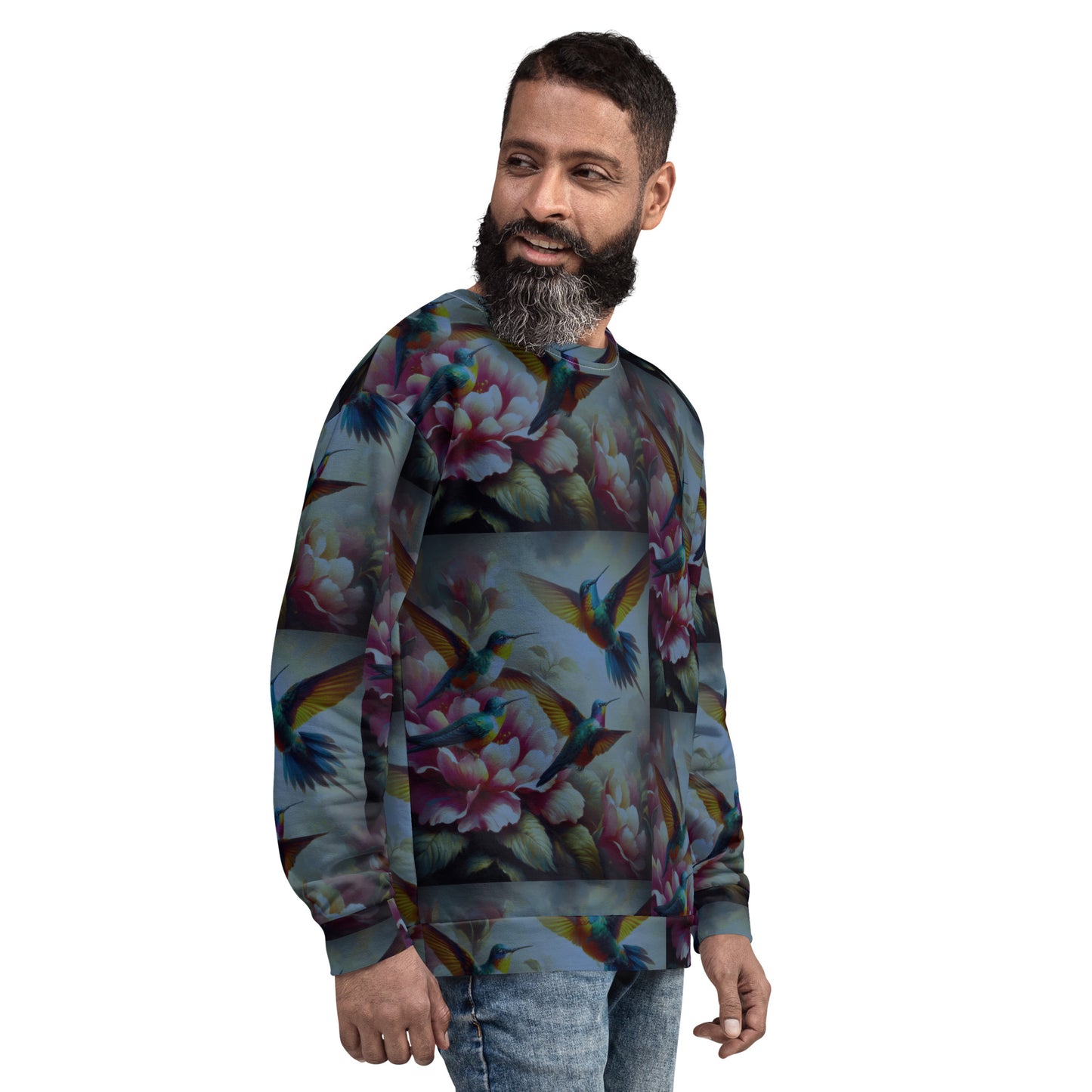 Deep Multicolor Hummingbirds Unisex Sweatshirt by Gregg Acini Adoree Designs