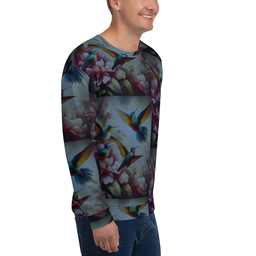 Deep Multicolor Hummingbirds Unisex Sweatshirt by Gregg Acini Adoree Designs