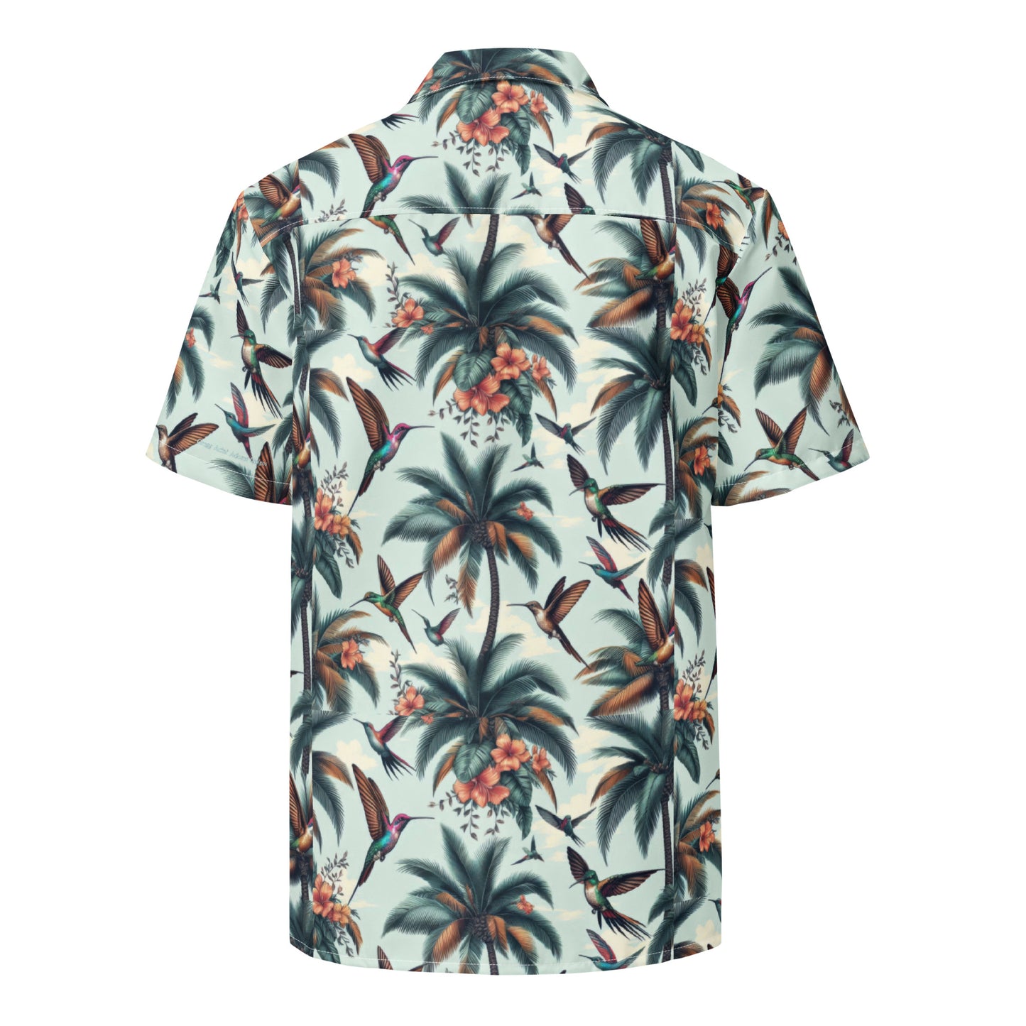 Hummingbirds and Palms Unisex button shirt by Gregg Acini Adoree Designs