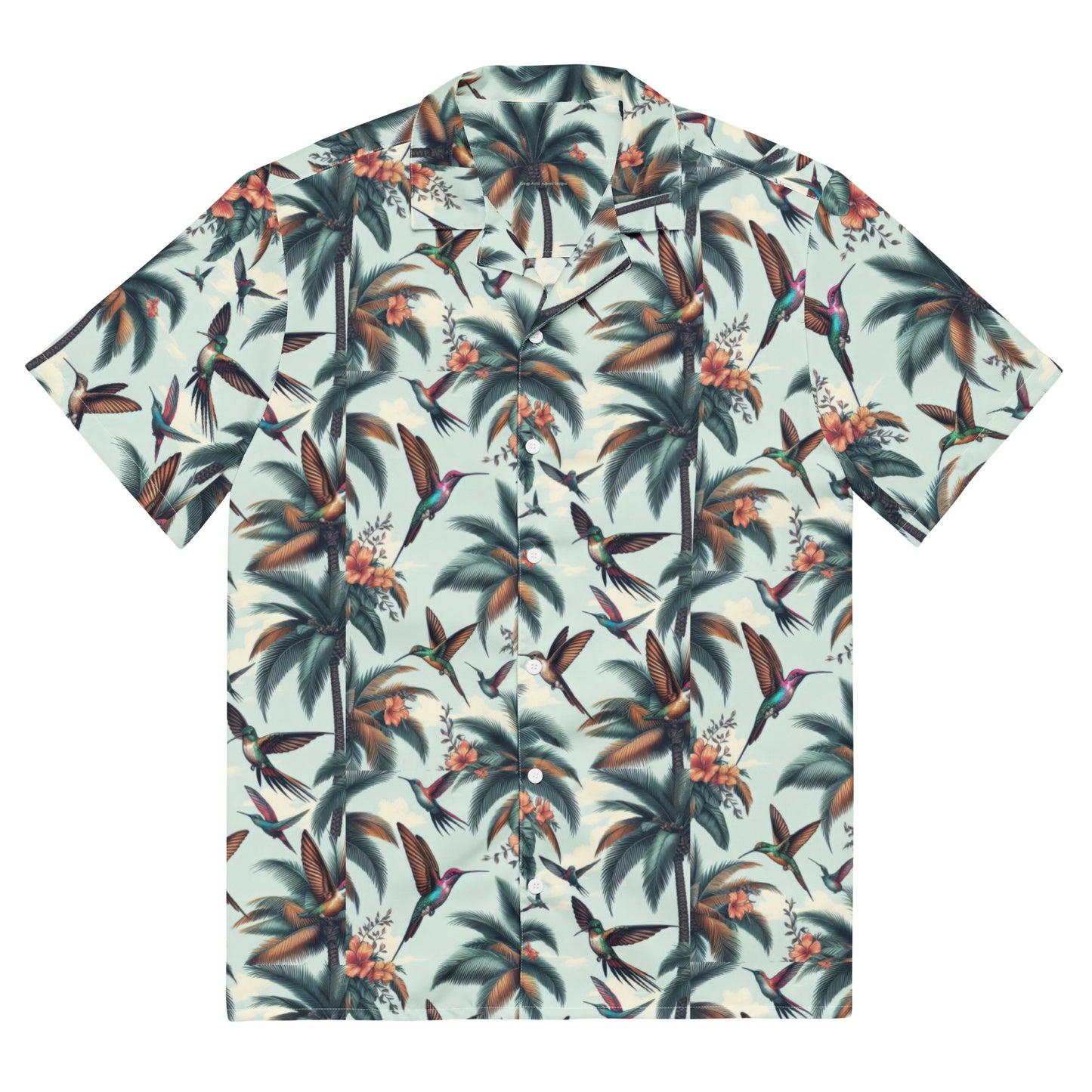 Hummingbirds and Palms Unisex button shirt by Gregg Acini Adoree Designs