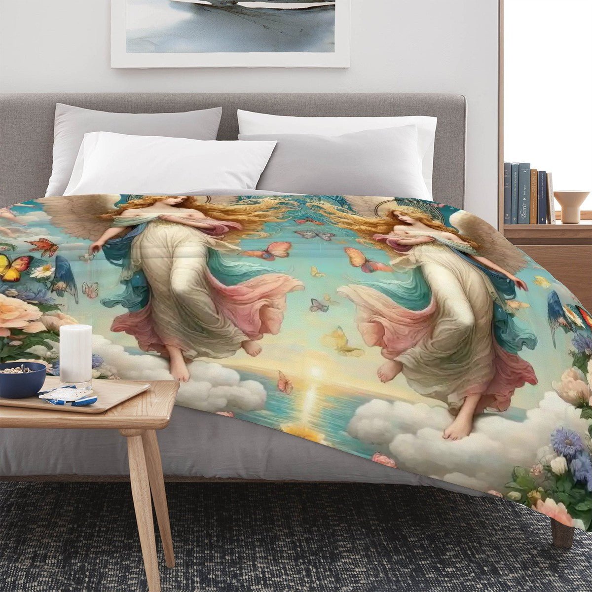 Angels 1 300 GSM Flannel Throw Blanket (Made in USA) - Gregg Acini Adoree Designs - Blanket