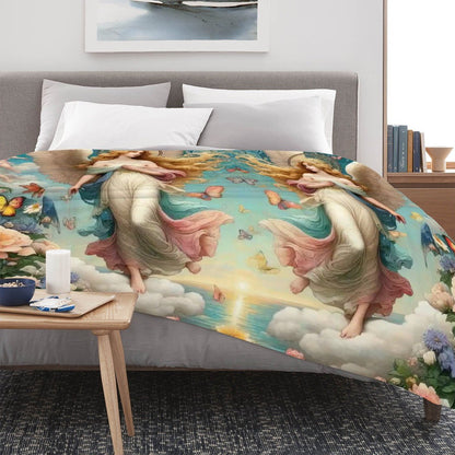 Angels 1 300 GSM Flannel Throw Blanket (Made in USA) - Gregg Acini Adoree Designs - Blanket