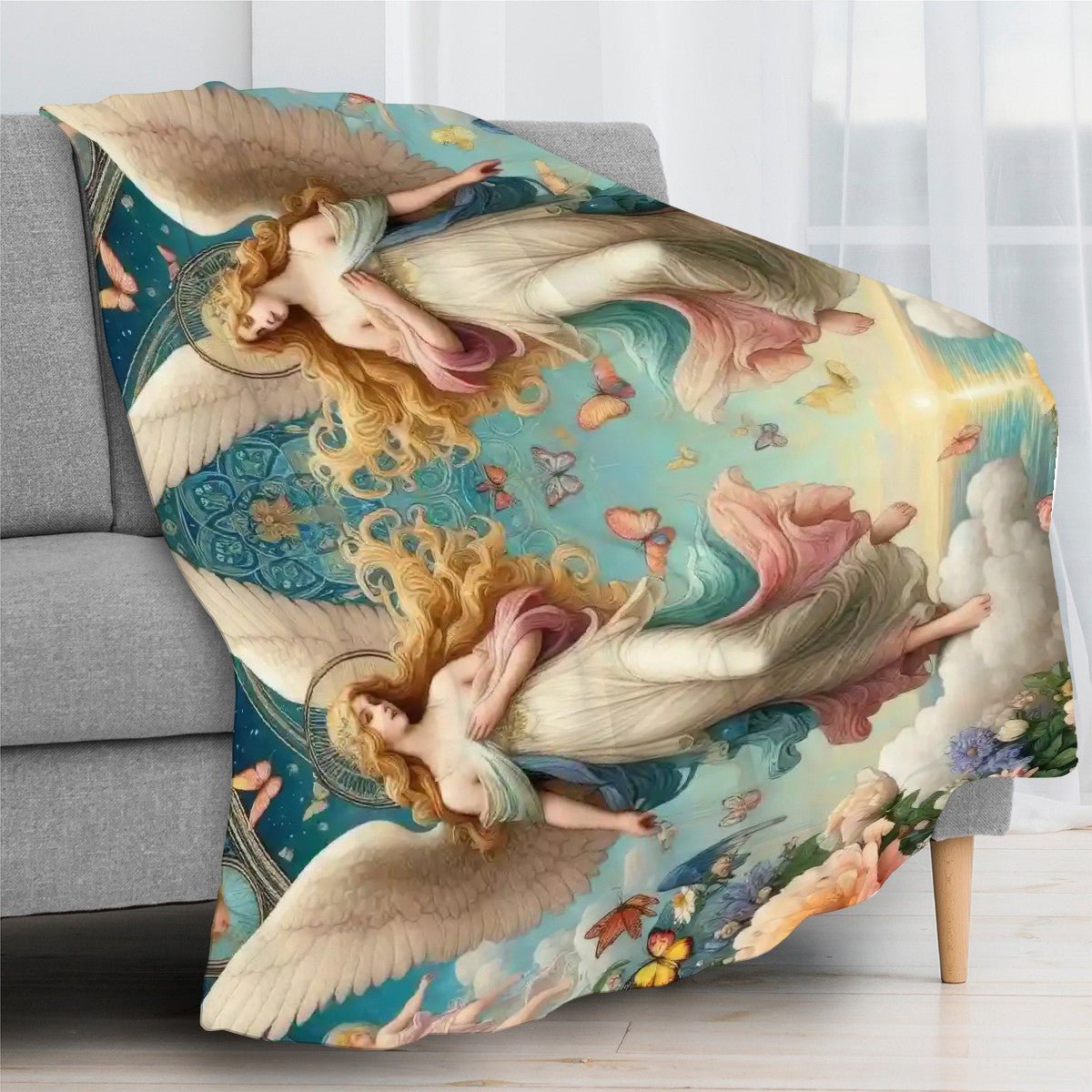 Angels 1 300 GSM Flannel Throw Blanket (Made in USA) - Gregg Acini Adoree Designs - Blanket