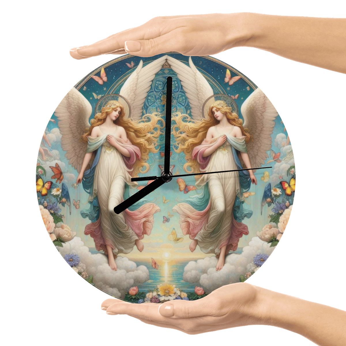Angels 1 MDF Wall Clock (Made in USA) - Gregg Acini Adoree Designs - Wall Clock