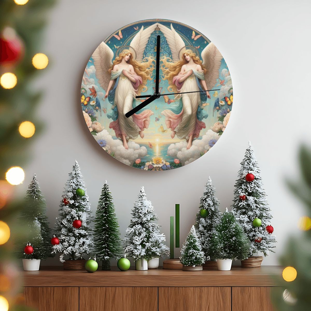 Angels 1 MDF Wall Clock (Made in USA) - Gregg Acini Adoree Designs - Wall Clock