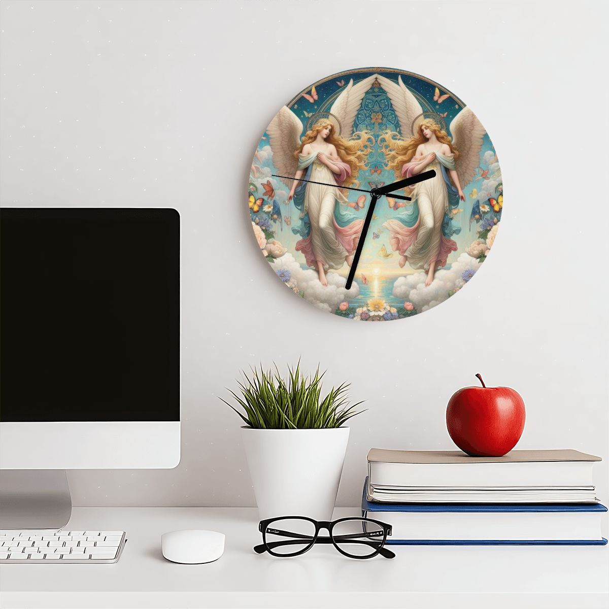 Angels 1 MDF Wall Clock (Made in USA) - Gregg Acini Adoree Designs - Wall Clock