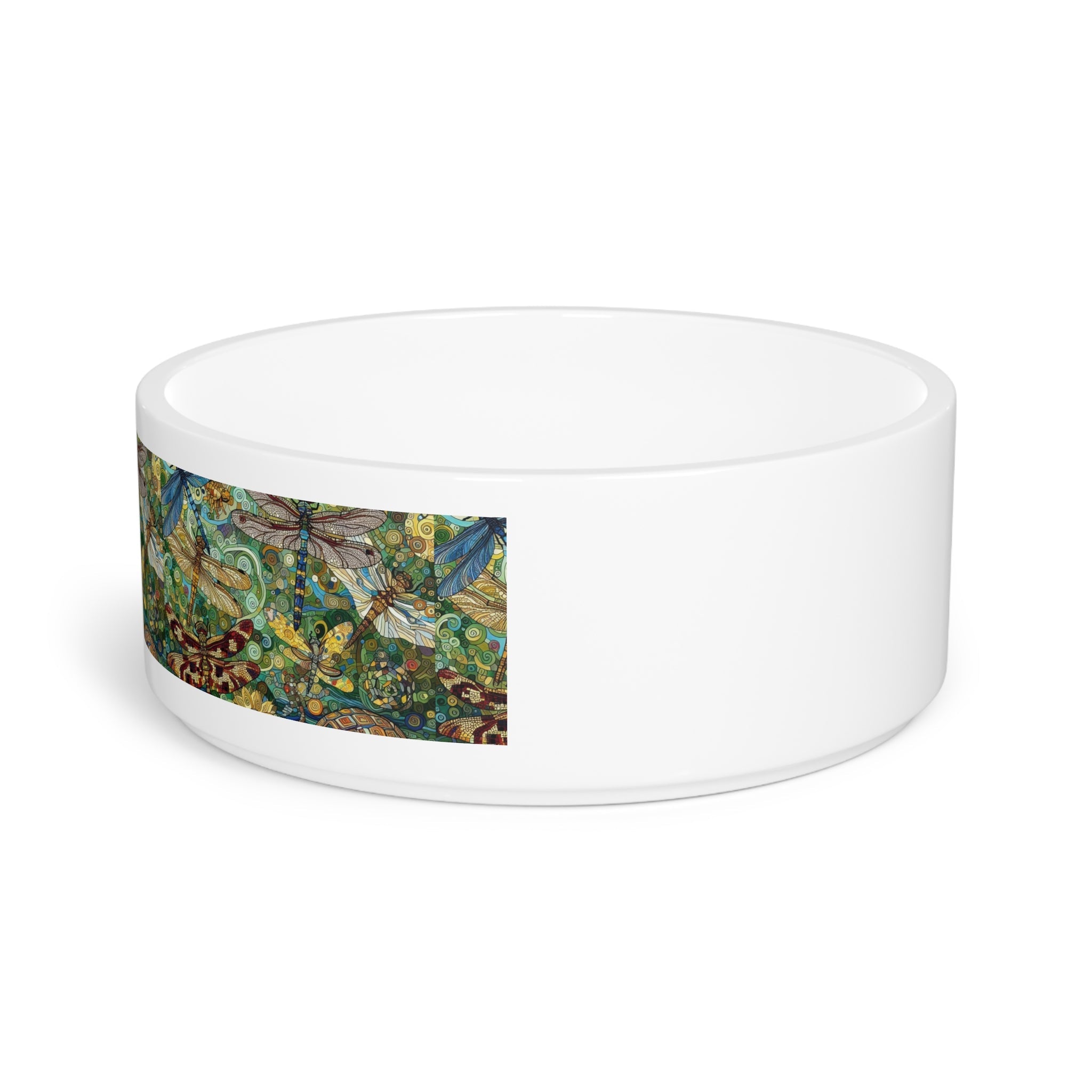 Artistic Dragonflies Pet Bowl - Vibrant Nature Design for Stylish Pets - Gregg Acini Adoree Designs - Pets