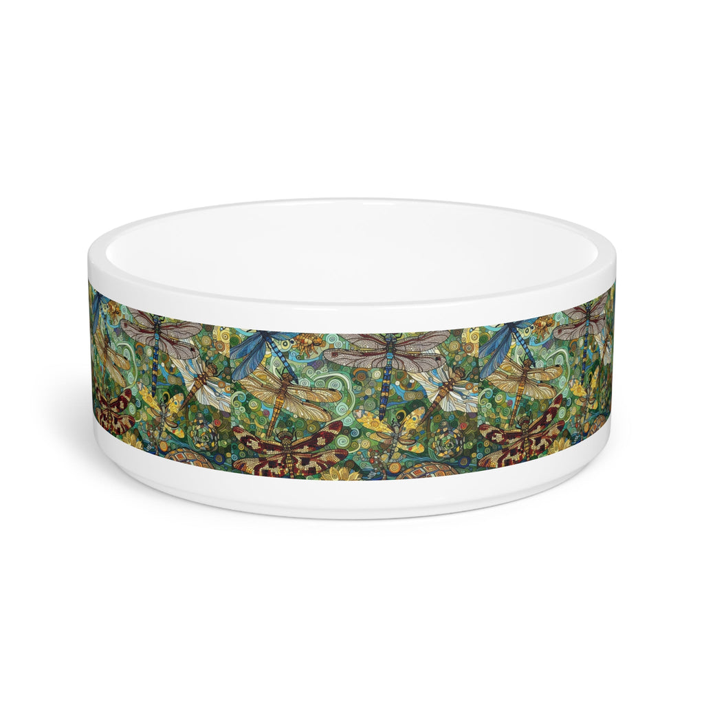Artistic Dragonflies Pet Bowl - Vibrant Nature Design for Stylish Pets - Gregg Acini Adoree Designs - Pets