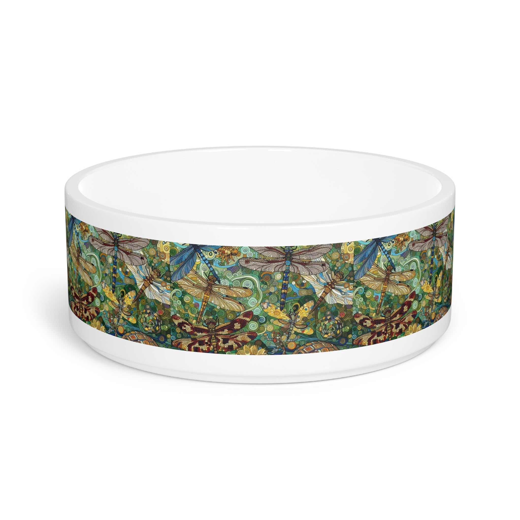 Artistic Dragonflies Pet Bowl - Vibrant Nature Design for Stylish Pets - Gregg Acini Adoree Designs - Pets