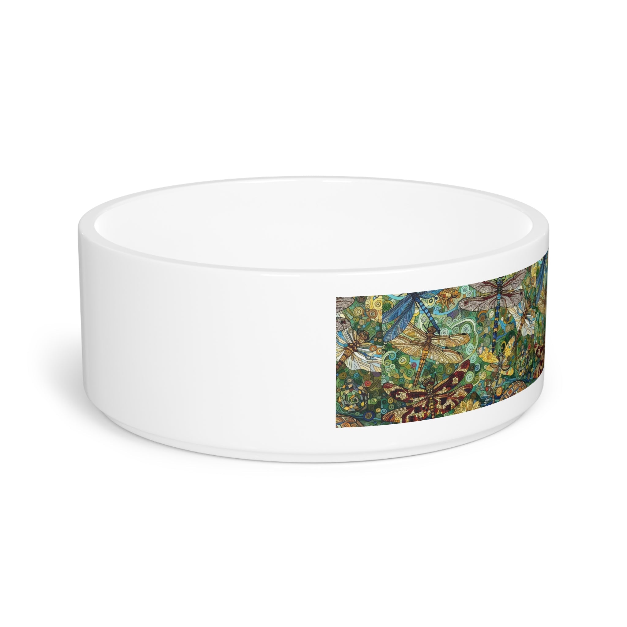 Artistic Dragonflies Pet Bowl - Vibrant Nature Design for Stylish Pets - Gregg Acini Adoree Designs - Pets