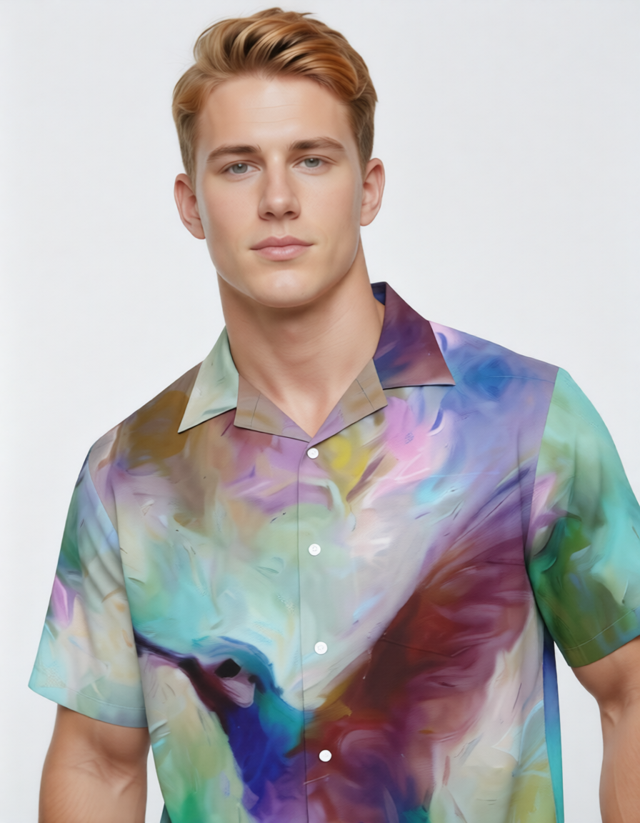 Gentle Hummingbirds Hawaiian Shirt with Chest Pocket