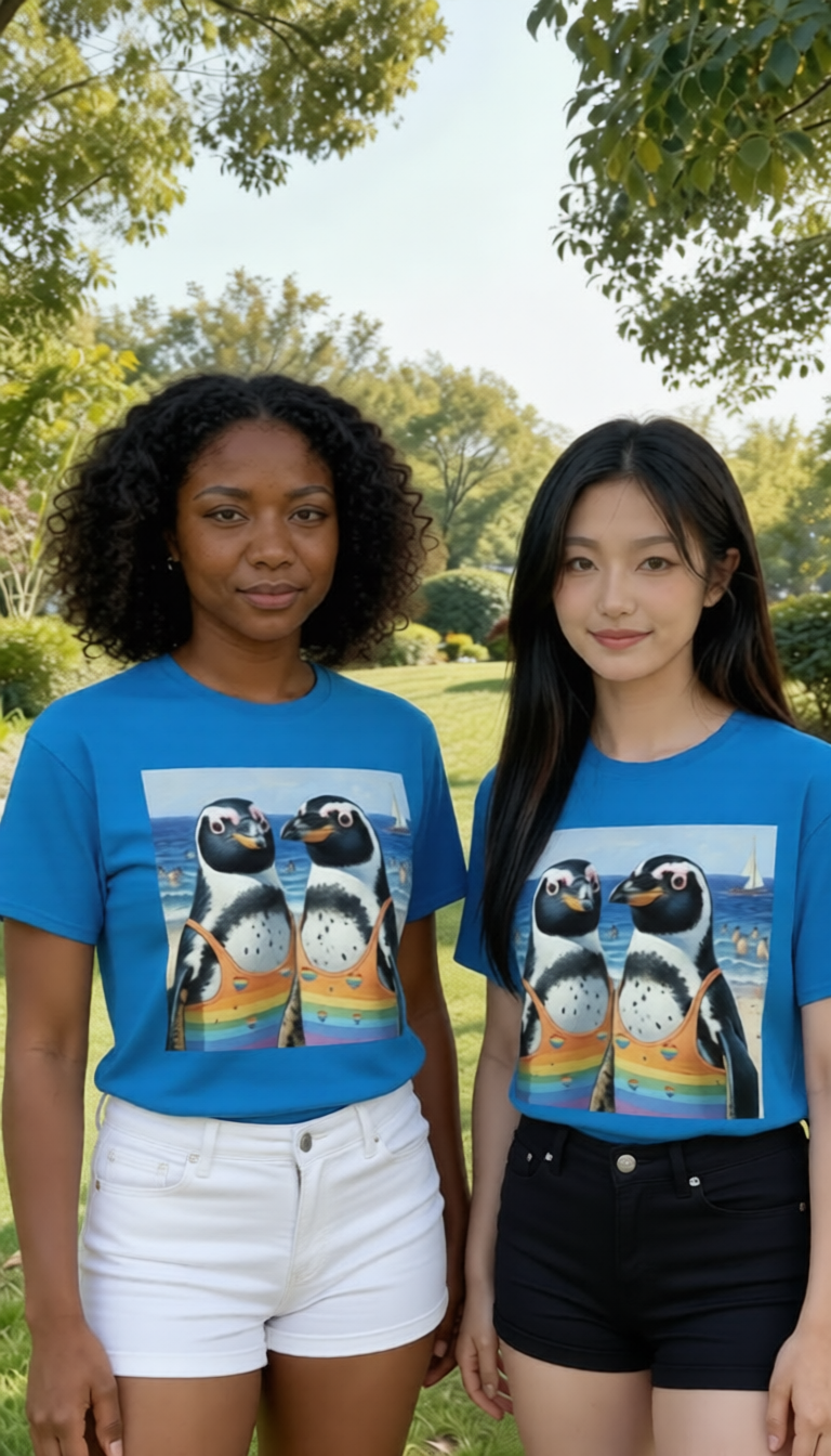 Proud Penguins at the Beach Unisex classic tee