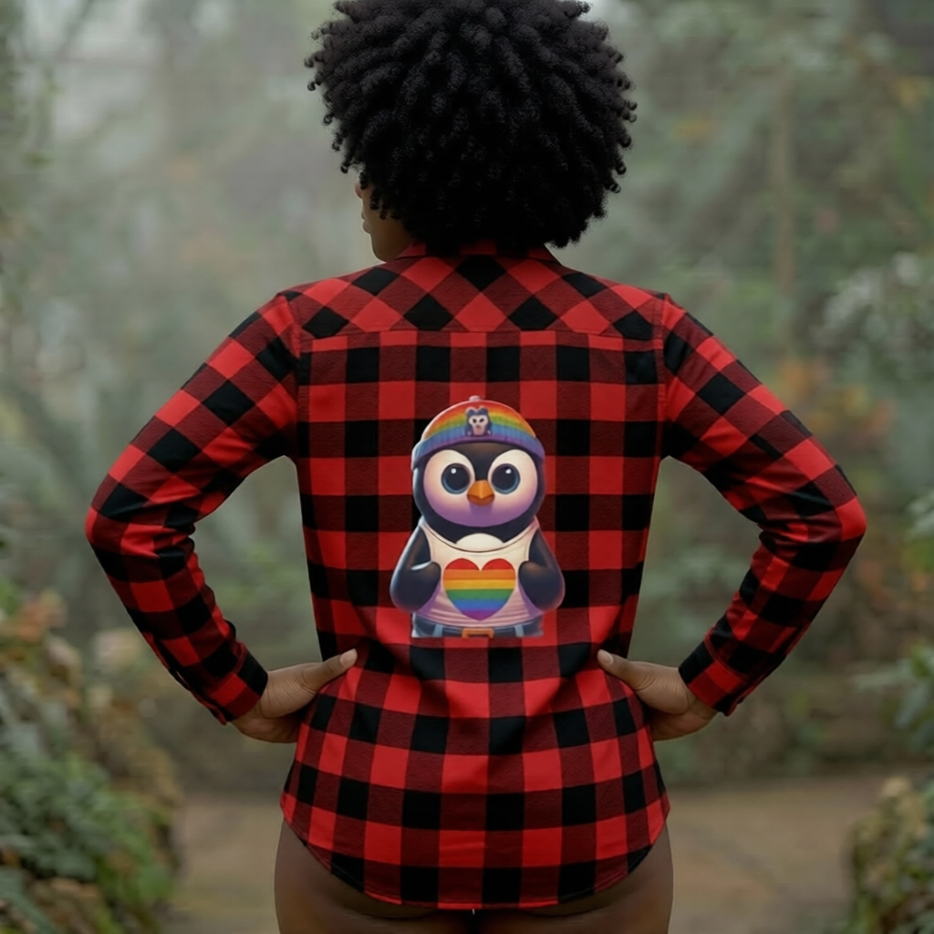 Proud Luz the Penguin Cozy Unisex Flannel Shirt