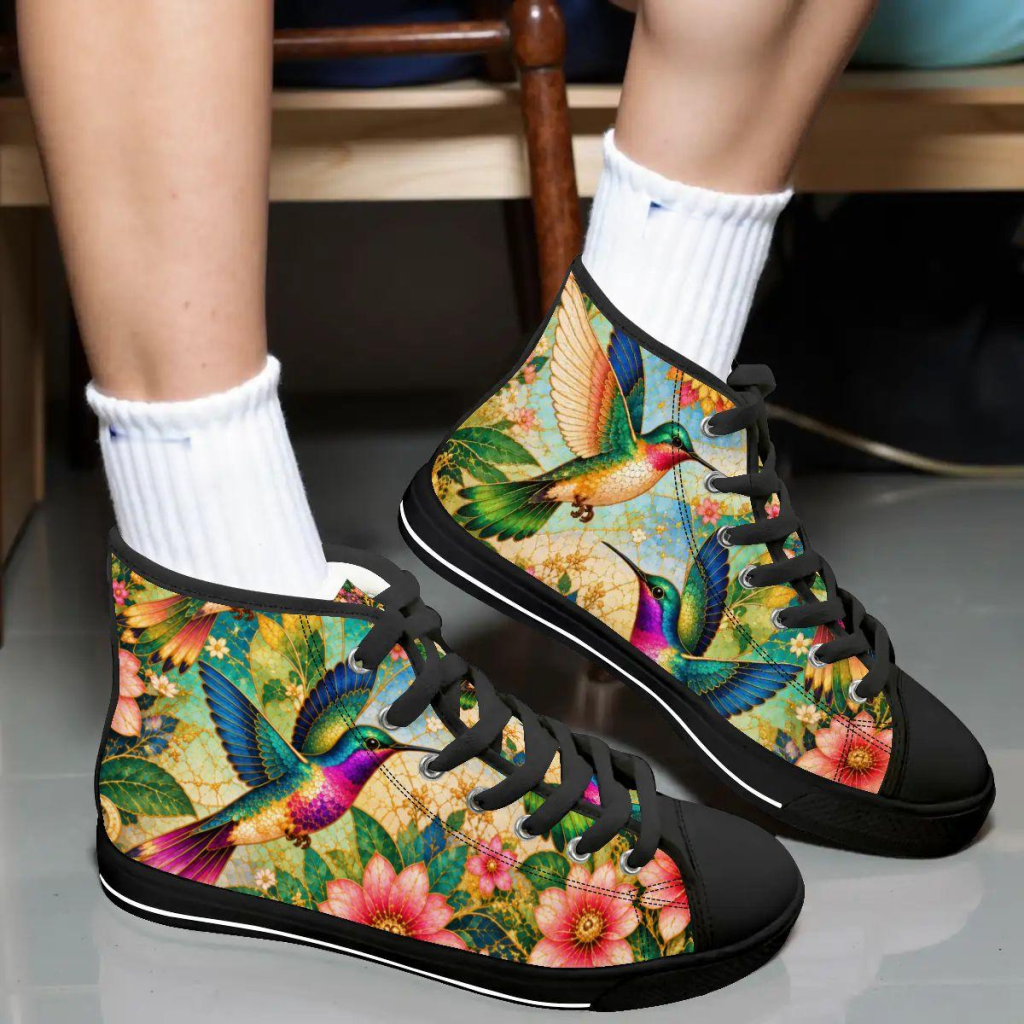 Garden of Gilded Wings Unisex High Top Canvas Shoes (women's sizes)