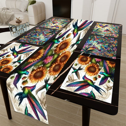 Assorted Hummingbirds Table Runner Placemat Set 7 Pieces - Gregg Acini Adoree Designs - Placemat