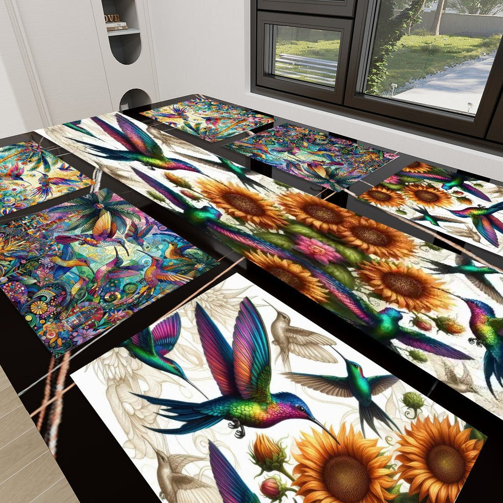 Assorted Hummingbirds Table Runner Placemat Set 7 Pieces - Gregg Acini Adoree Designs - Placemat