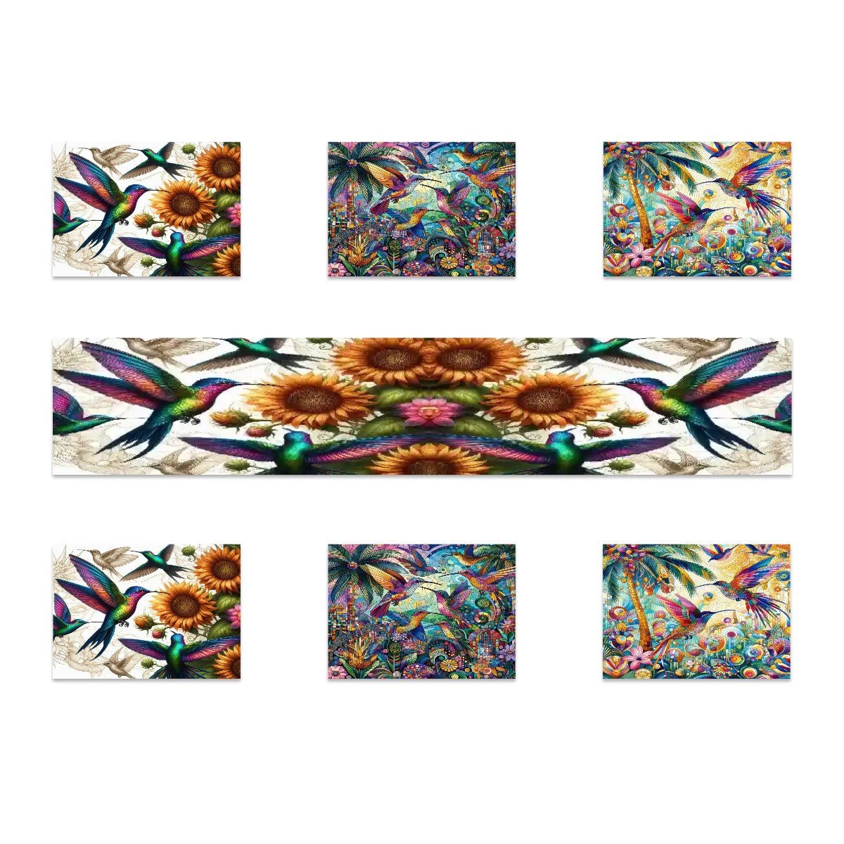 Assorted Hummingbirds Table Runner Placemat Set 7 Pieces - Gregg Acini Adoree Designs - Placemat
