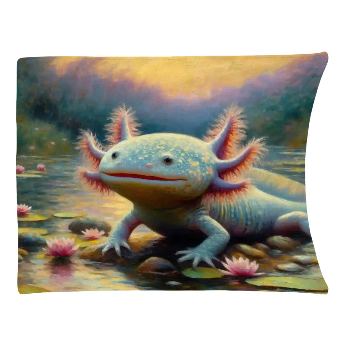 Cute Axolotl Flannel Throw Blanket
