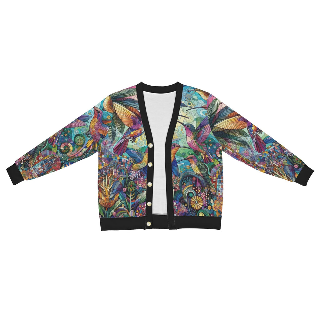 Hummingbird Kaleidoscope Men's Ribbed Cardigan