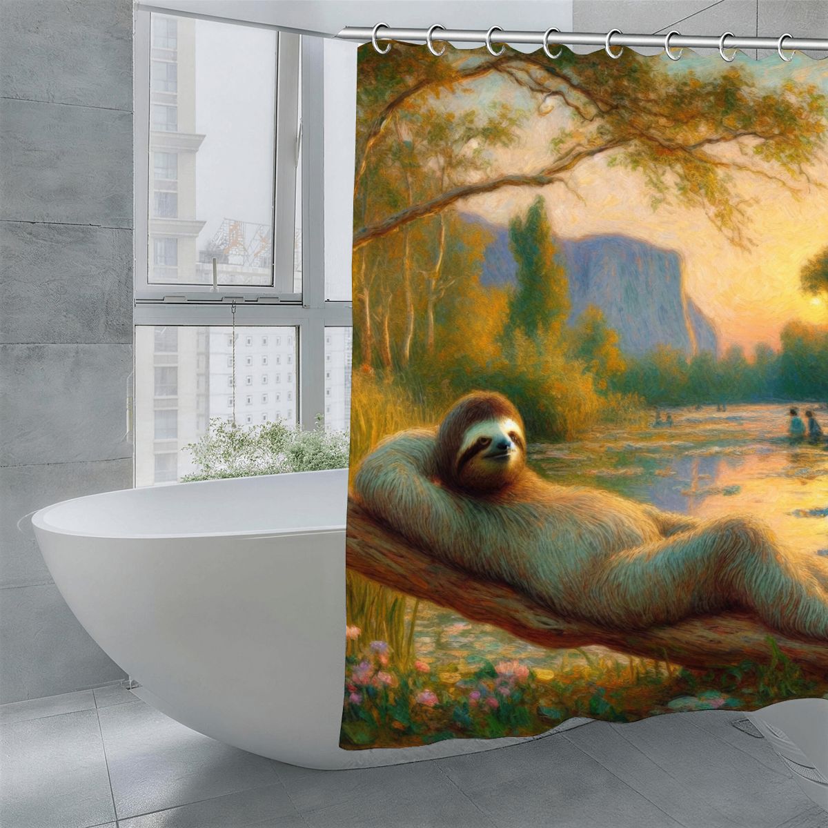 Chill Sloth Shower Curtain 70.8"x70.8" (Made in USA)