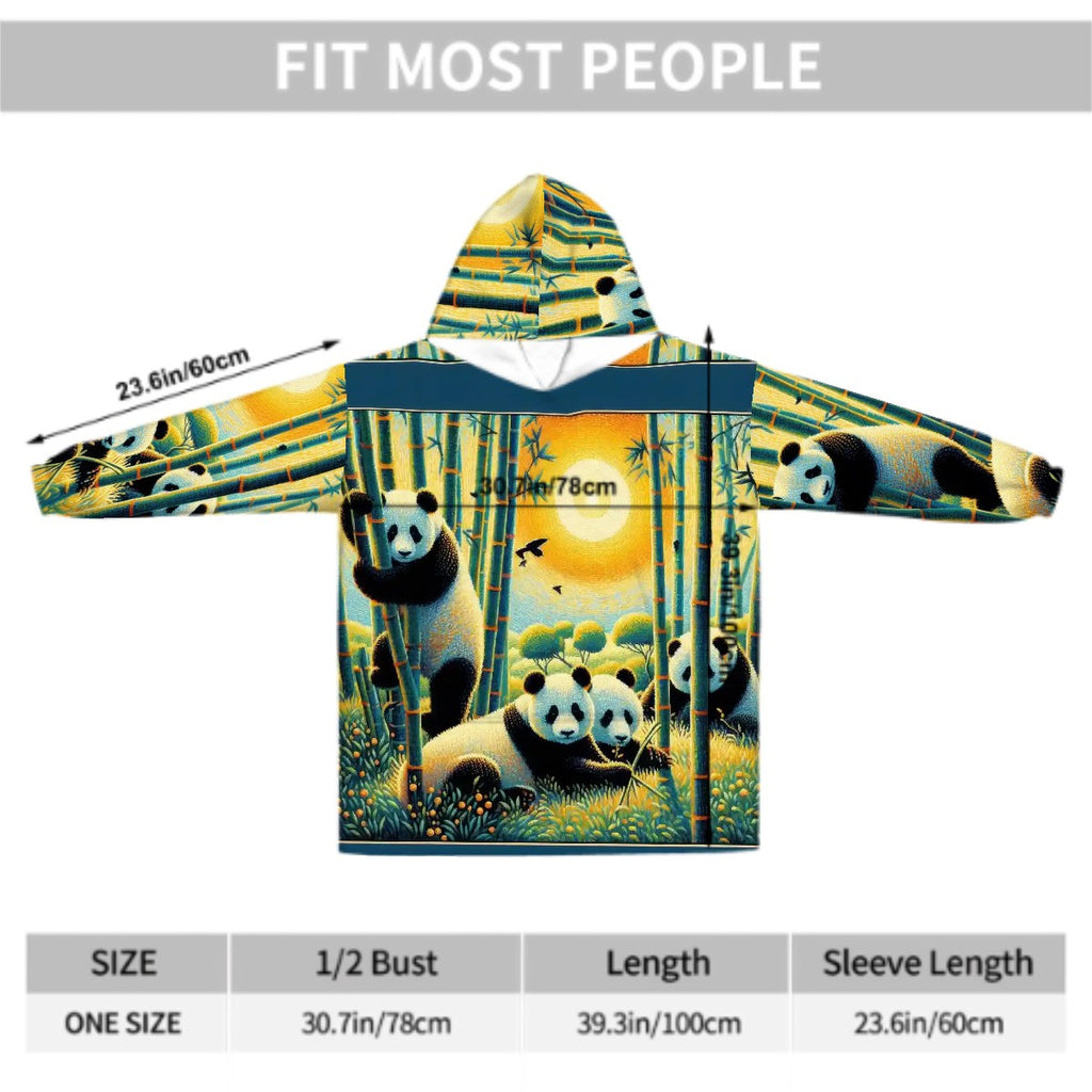 Panda Family Adult Blanket Hoodie