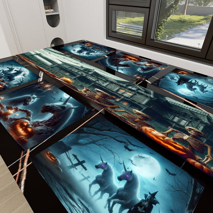 Halloween Unicorns Mixed Table Runner Placemat Set 7 Pieces