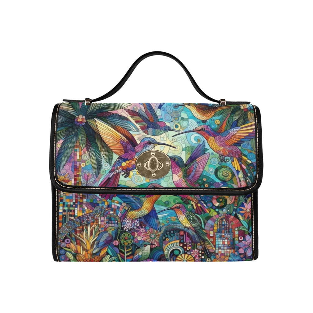 Hummingbird Kaleidoscope Satchel Waterproof Canvas Bag
