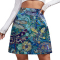 Teal Dragonflies Mini Skirt