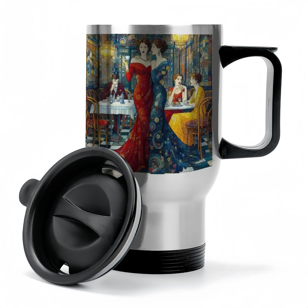Travel Coffee Mug with Handle (14oz) Made in USA - Multiple Designs