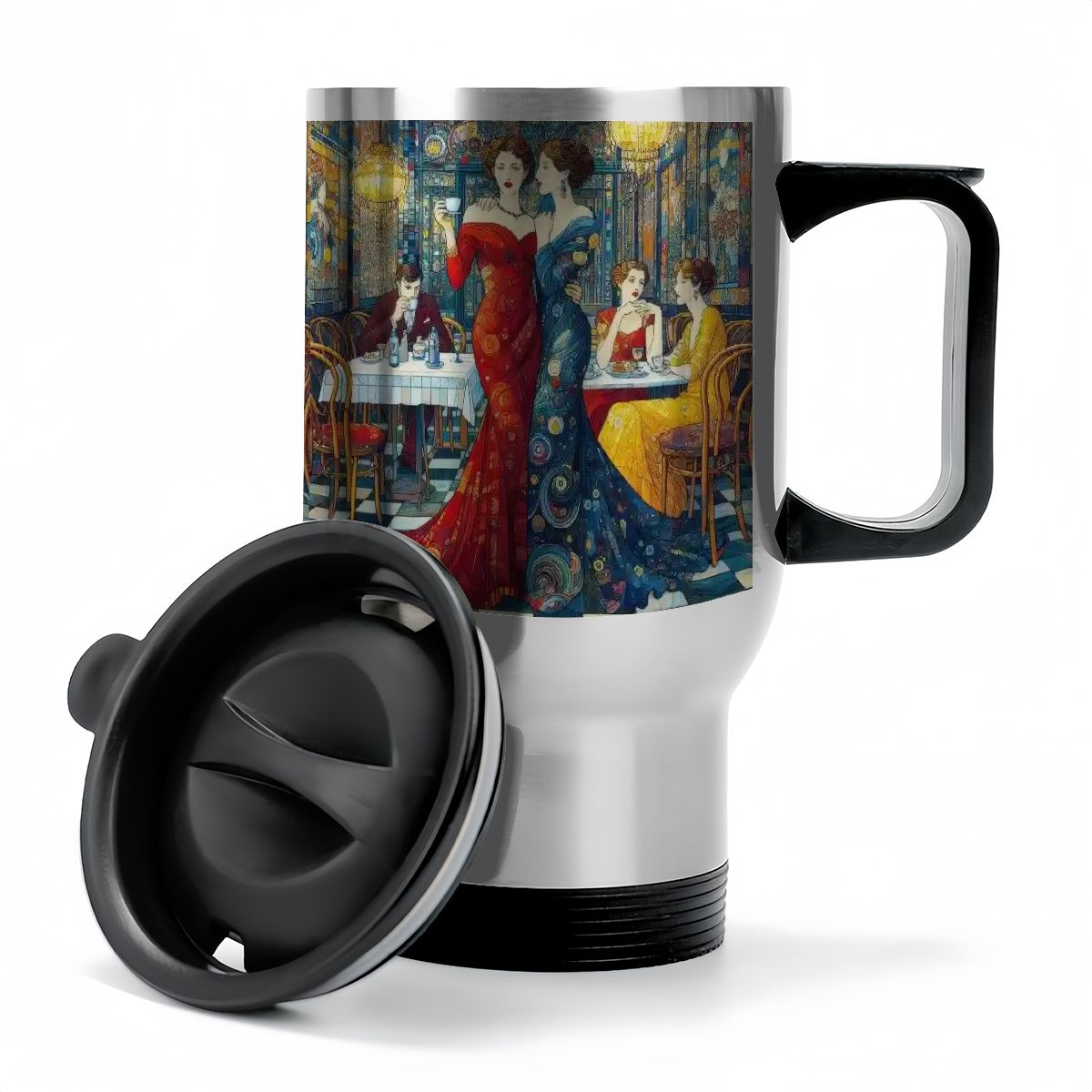 Travel Coffee Mug with Handle (14oz) Made in USA - Multiple Designs
