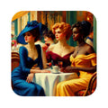 Cafe Ladies 1 Square Leather Coasters Set of 6
