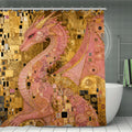Pink Dragon Shower Curtain | Klimt Gold Mosaic Art