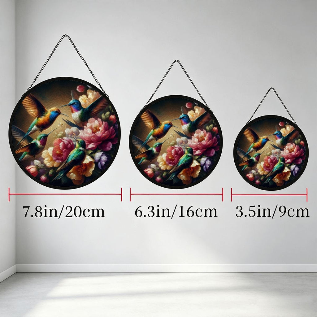 Multicolor Hummingbirds Stained Glass Effect Suncatcher Window Hanging (Made in USA)
